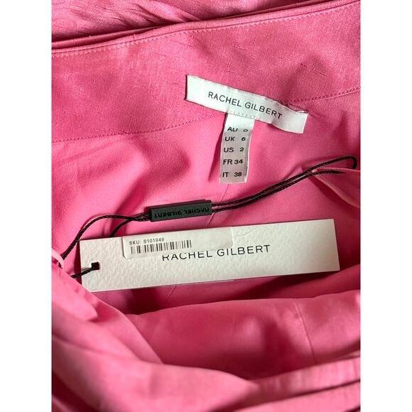 NWT Rachel Gilbert Pink Marco Gown Maxi Gala Formal Black Tie Bow Dress Size 2 - Picture 8 of 10